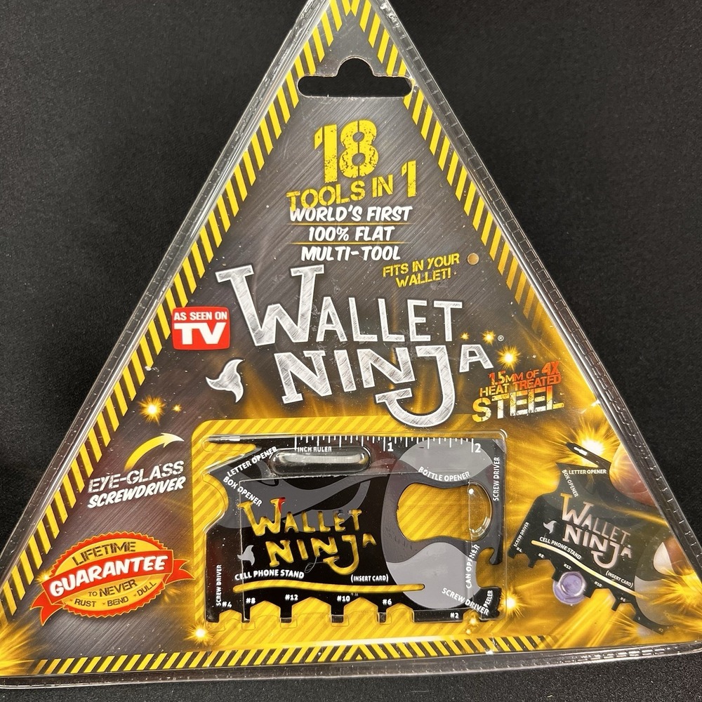 Wallet Ninja Multi-Tool Card Unisex OS Black New 18-in-1 Steel TSA Approved EDC